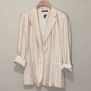 Ralph Lauren Blazer White 100% Silk Pinstripe SZ16